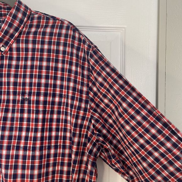 Men’s Dockers Red, White and Blue Plaid Long Sleeve Button Down Shirt Size XXL - Picture 3 of 9